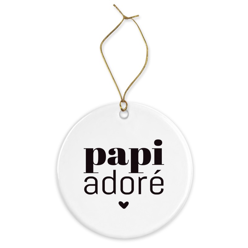 Décoration céramique - Cadeau Ornement Noël sapin -  imprimé citation Papi adoré - France