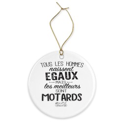 Décoration céramique - Cadeau Ornement Noël sapin -  imprimé citation Les meilleurs sont motards - France