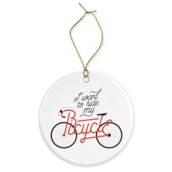 Décoration céramique - Cadeau Ornement Noël sapin -  imprimé citation imprimé illustration vélo - France