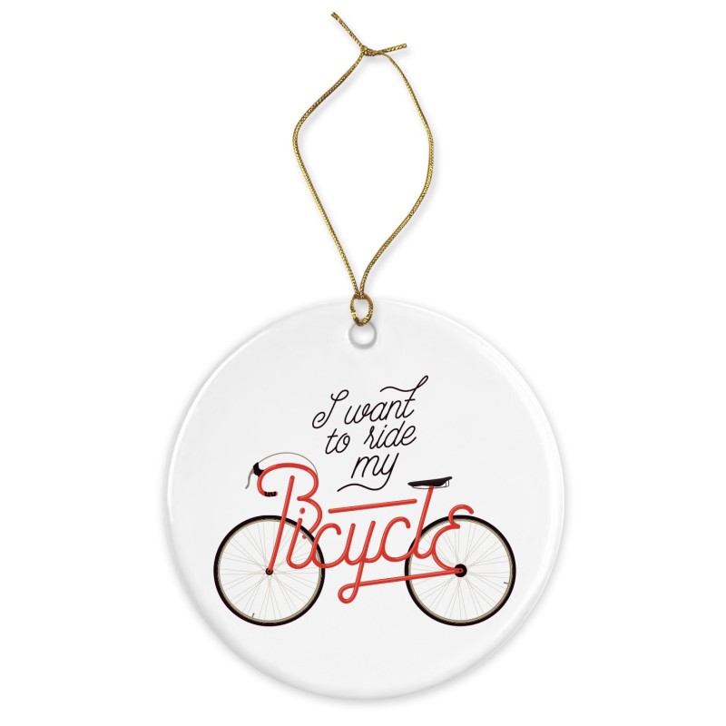 Décoration céramique - Cadeau Ornement Noël sapin -  imprimé citation imprimé illustration vélo - France