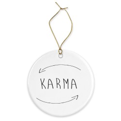 Décoration céramique - Cadeau Ornement Noël sapin -  imprimé citation karma - France