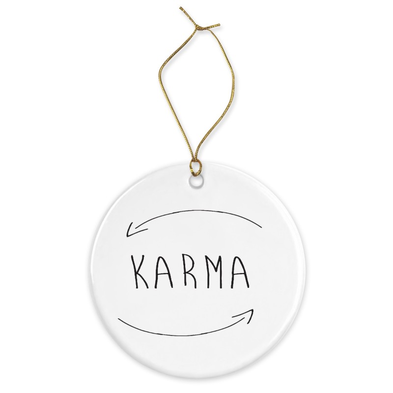 Décoration céramique - Cadeau Ornement Noël sapin -  imprimé citation karma - France