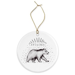 Décoration céramique - Cadeau Ornement Noël sapin -  imprimé illustration ours - France
