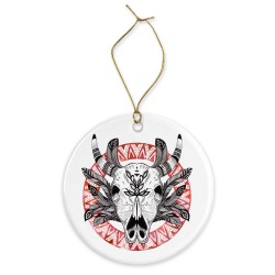 Décoration céramique - Cadeau Ornement Noël sapin -  imprimé illustration skull boheme - France