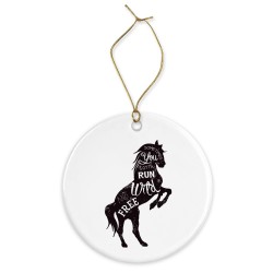 Décoration céramique - Cadeau Ornement Noël sapin -  imprimé illustration cheval equitation - France