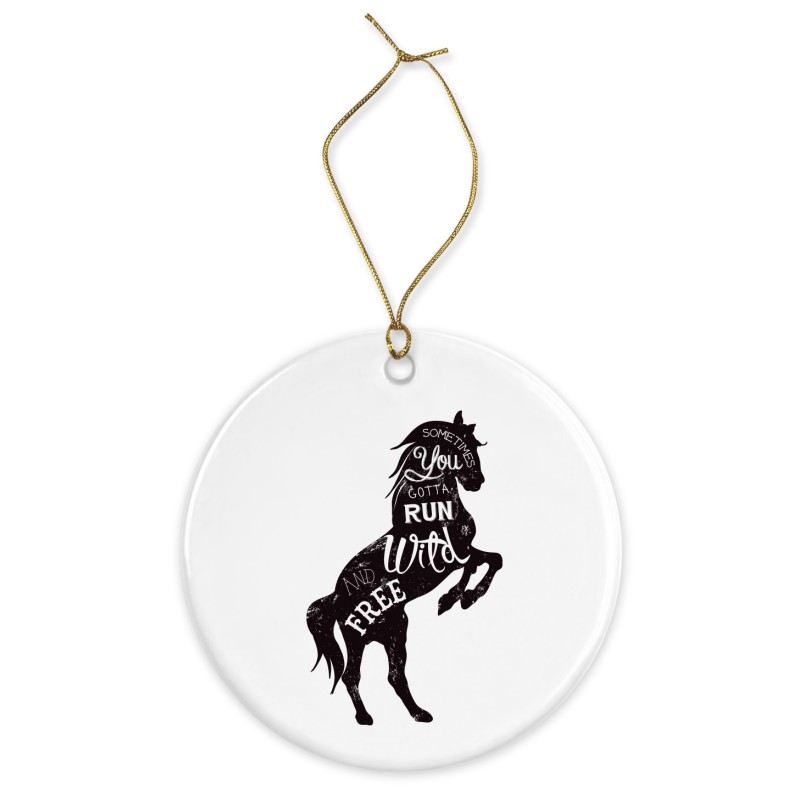 Décoration céramique - Cadeau Ornement Noël sapin -  imprimé illustration cheval equitation - France