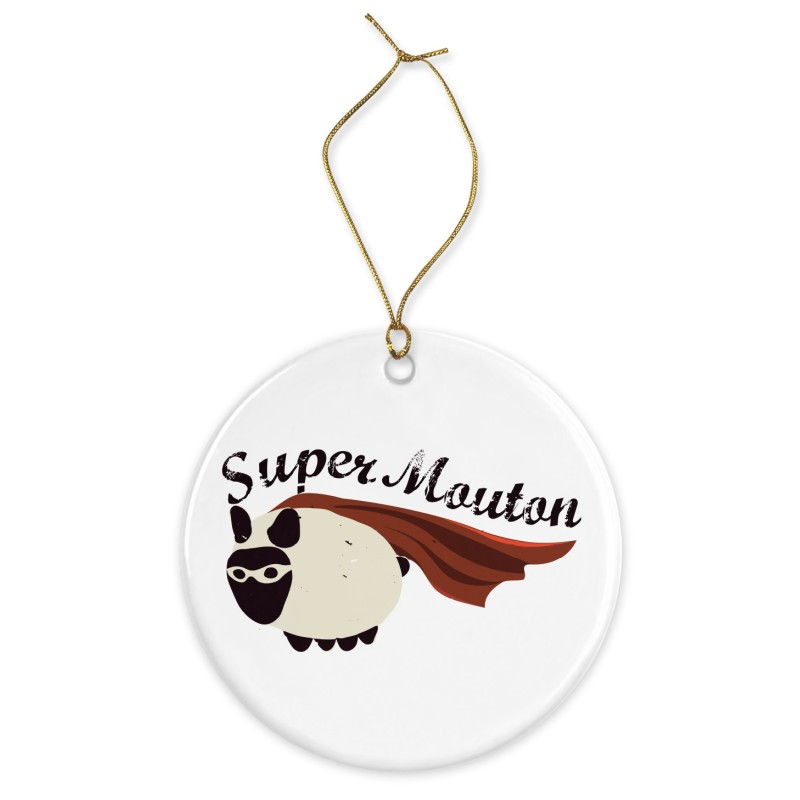 Décoration céramique - Cadeau Ornement Noël sapin -  imprimé illustration super mouton - France