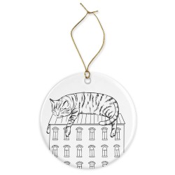 Décoration céramique - Cadeau Ornement Noël sapin -  imprimé illustration chat - France