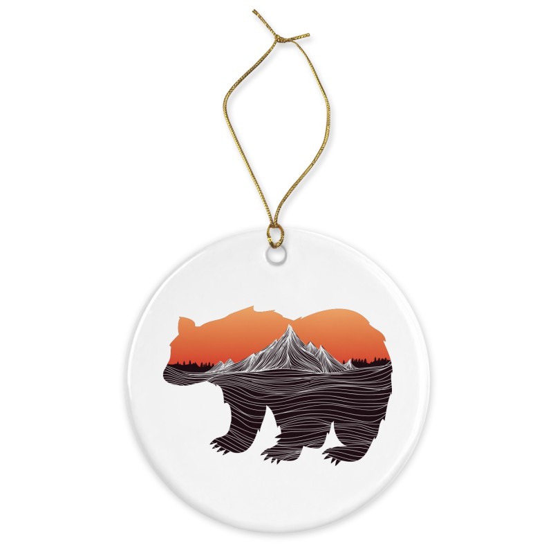 Décoration céramique - Cadeau Ornement Noël sapin -  imprimé illustration ours - France
