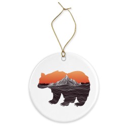 Décoration céramique - Cadeau Ornement Noël sapin -  imprimé illustration ours - France