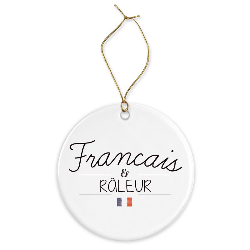 Décoration céramique - Cadeau Ornement Noël sapin -  imprimé citation Français et râleur - France