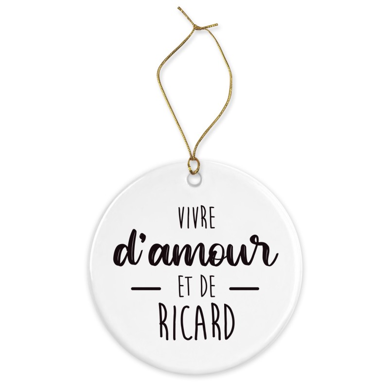 Décoration céramique - Cadeau Ornement Noël sapin -  imprimé citation marseille vivre d'amour et de ricard - France