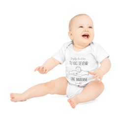Body Bébé Drôle - Imprimé Humour et Citations - Cadeau Naissance Original - J'ai quelque chose a te dire tu vas devenir marraine