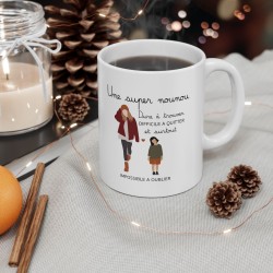 Mug tasse céramique - Idée cadeau avec prénom personnalisé remerciement - Une super nounou dure a trouver et impossible a oublie