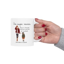 Mug tasse céramique - Idée cadeau avec prénom personnalisé remerciement - Une super nounou dure a trouver et impossible a oublie