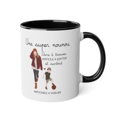 Mug tasse céramique - Idée cadeau avec prénom personnalisé remerciement - Une super nounou dure a trouver et impossible a oublie