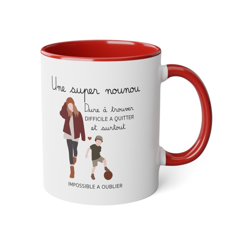 Mug tasse céramique - Idée cadeau avec prénom personnalisé remerciement - Une super nounou dure a trouver et impossible a oublie