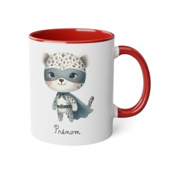 Mug tasse enfant personnalisable avec prénom - Céramique - Cadeau unique - Animaux super héros panthère - France