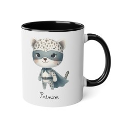 Mug tasse enfant personnalisable avec prénom - Céramique - Cadeau unique - Animaux super héros panthère - France