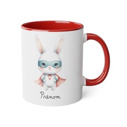 Mug tasse enfant personnalisable avec prénom - Céramique - Cadeau unique - Animaux super héros lapin - France