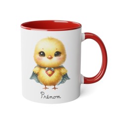 Mug tasse enfant personnalisable avec prénom - Céramique - Cadeau unique - Animaux super héros poussin - France