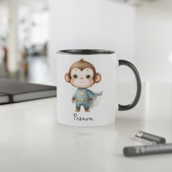 Mug tasse enfant personnalisable avec prénom - Céramique - Cadeau unique - Animaux super héros singe - France