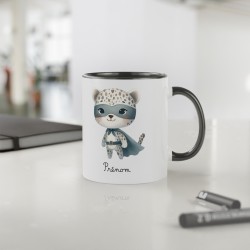 Mug tasse enfant personnalisable avec prénom - Céramique - Cadeau unique - Animaux super héros panthère - France