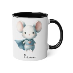 Mug tasse enfant personnalisable avec prénom - Céramique - Cadeau unique - Animaux super héros souris - France