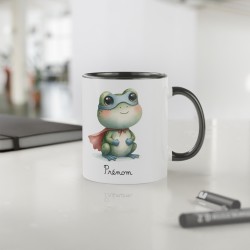 Mug tasse enfant personnalisable avec prénom - Céramique - Cadeau unique - Animaux super héros grenouille - France