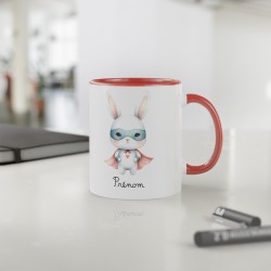 Mug tasse enfant personnalisable avec prénom - Céramique - Cadeau unique - Animaux super héros lapin - France