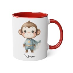 Mug tasse enfant personnalisable avec prénom - Céramique - Cadeau unique - Animaux super héros singe - France