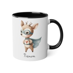 Mug tasse enfant personnalisable avec prénom - Céramique - Cadeau unique - Animaux super héros cerf - France