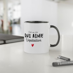 Mug céramique à message - Idée cadeau Original et imprimé sport passion équitation - Juste une fille qui aime l'equitation - Fra