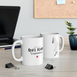 Mug céramique à message - Idée cadeau Original et imprimé sport passion équitation - Juste une fille qui aime l'equitation - Fra