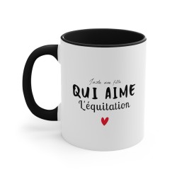 Mug céramique à message - Idée cadeau Original et imprimé sport passion équitation - Juste une fille qui aime l'equitation - Fra
