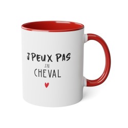 Mug céramique à message - Idée cadeau Original et imprimé sport passion équitation - J'peux pas j'ai cheval