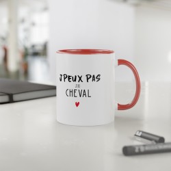 Mug céramique à message - Idée cadeau Original et imprimé sport passion équitation - J'peux pas j'ai cheval
