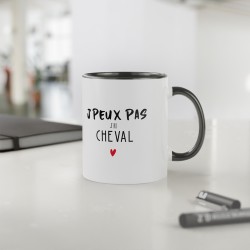 Mug céramique à message - Idée cadeau Original et imprimé sport passion équitation - J'peux pas j'ai cheval