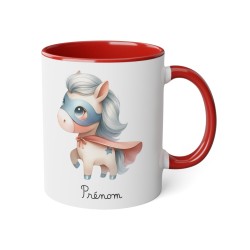 Mug tasse enfant personnalisable avec prénom - Céramique - Cadeau unique - Animaux super héros licorne - France