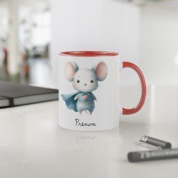 Mug tasse enfant personnalisable avec prénom - Céramique - Cadeau unique - Animaux super héros souris - France