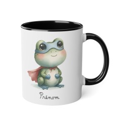 Mug tasse enfant personnalisable avec prénom - Céramique - Cadeau unique - Animaux super héros grenouille - France