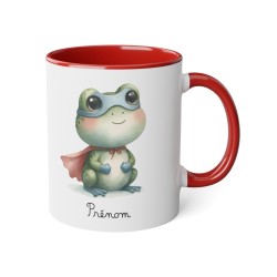 Mug tasse enfant personnalisable avec prénom - Céramique - Cadeau unique - Animaux super héros grenouille - France
