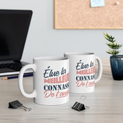 Mug céramique - Tasse Drôle et Originale - Cadeau Idéal pour Collègues, Amis ou Famille - Humour Elue connasse de l'année