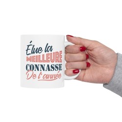 Mug céramique - Tasse Drôle et Originale - Cadeau Idéal pour Collègues, Amis ou Famille - Humour Elue connasse de l'année