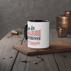 Mug céramique - Tasse Drôle et Originale - Idée cadeau pour fin d'année scolaire enseignant - Elue maîtresse de l'année