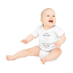 Body Bébé Drôle - Imprimé Humour et Citations - Cadeau Naissance Original - Un super papa donne toujours un super papi - France