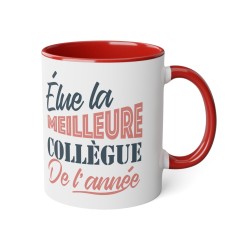 Mug céramique - Tasse Drôle et Originale - Cadeau Idéal pour Collègues, Amis ou Famille - Humour Elue collègue de l'année