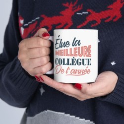 Mug céramique - Tasse Drôle et Originale - Cadeau Idéal pour Collègues, Amis ou Famille - Humour Elue collègue de l'année