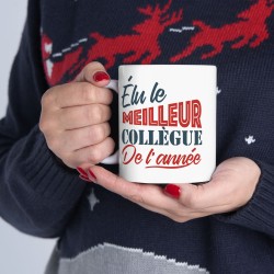 Mug céramique - Tasse Drôle et Originale - Cadeau Idéal pour Collègues, Amis ou Famille - Humour Elu collègue de l'année
