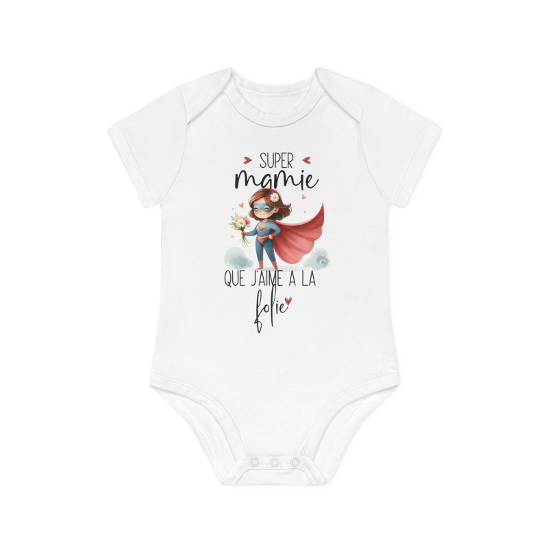 Body Bébé Drôle - Imprimé Humour et Citations - Cadeau Naissance Original - Super mamie que j'aime à la folie